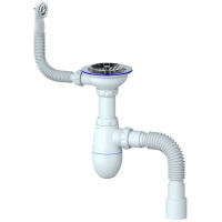 B426 CИФОН ДЛЯ МОЙКИ С ВЫПУСКОМ 1 1/2 И КРУГЛЫМ ПЕРЕЛИВОМ, С ГИБКИМ СОЕДИНЕНИЕМ