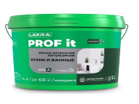 9592369 Краска интерьерная латексная Кухни и Ванные Лакра PROF IT База А 6 кг