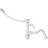 B442V Сифон для кухни 1.1/2" х 40 (нерж. вып, отвод для стир. маш, прям.пер)унив.г.т.40х40/50Unicorn