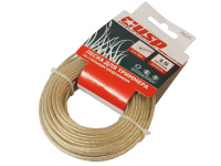 Леска для триммера, со стальным сердечником, длина 15 м, профиль- круг, d- 2.4 мм (78225) упак 15шт