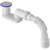 G22 Сифон для душевого поддона регулируемый плоский 1.1/2"х40 (нерж.вып) c унив. г.т. Unicorn