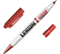 Маркер LEKON DUO перманентный двухсторонний цвет: красный (упак. 12шт)