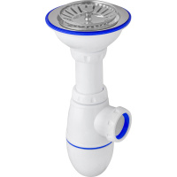 B412P Сифон для кухни 3.1/2" х 40 (нерж. вып. диам. 112), Unicorn