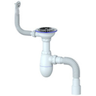 B426 CИФОН ДЛЯ МОЙКИ С ВЫПУСКОМ 1 1/2 И КРУГЛЫМ ПЕРЕЛИВОМ, С ГИБКИМ СОЕДИНЕНИЕМ