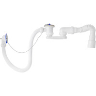 S12 Сифон для ванны регул.плоский (нерж.вып, с пер, пробка с цеп) унив.г.т .40х40/50 400