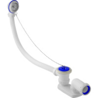 S15 Сифон для ванны регулируемый плоский 1.1/2" х 40 (нерж. вып, с перелив, пробка с цеп.) Unicorn