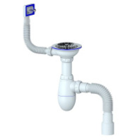 B425Р  CИФОН ДЛЯ МОЙКИ С ВЫПУСКОМ 1 1/2 Ø40 С ПРЯМОУГОЛЬНЫМ ПЕРЕЛИВОМ  И ГИБКИМ СОЕДИНЕНИЕМ Ø40х  Ø4