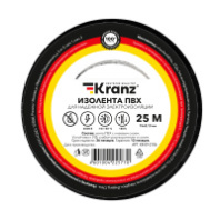 KR-09-2106 Изолента ПВХ 0,13х15 мм, 25 м, черная KRANZ, упаковка 5 роликов
