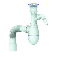 B320V Сифон для кухни 1.1/2"х40 (нерж.вып., отвод для стир.маш) с унив. г.т. 40х40/50 Unicorn